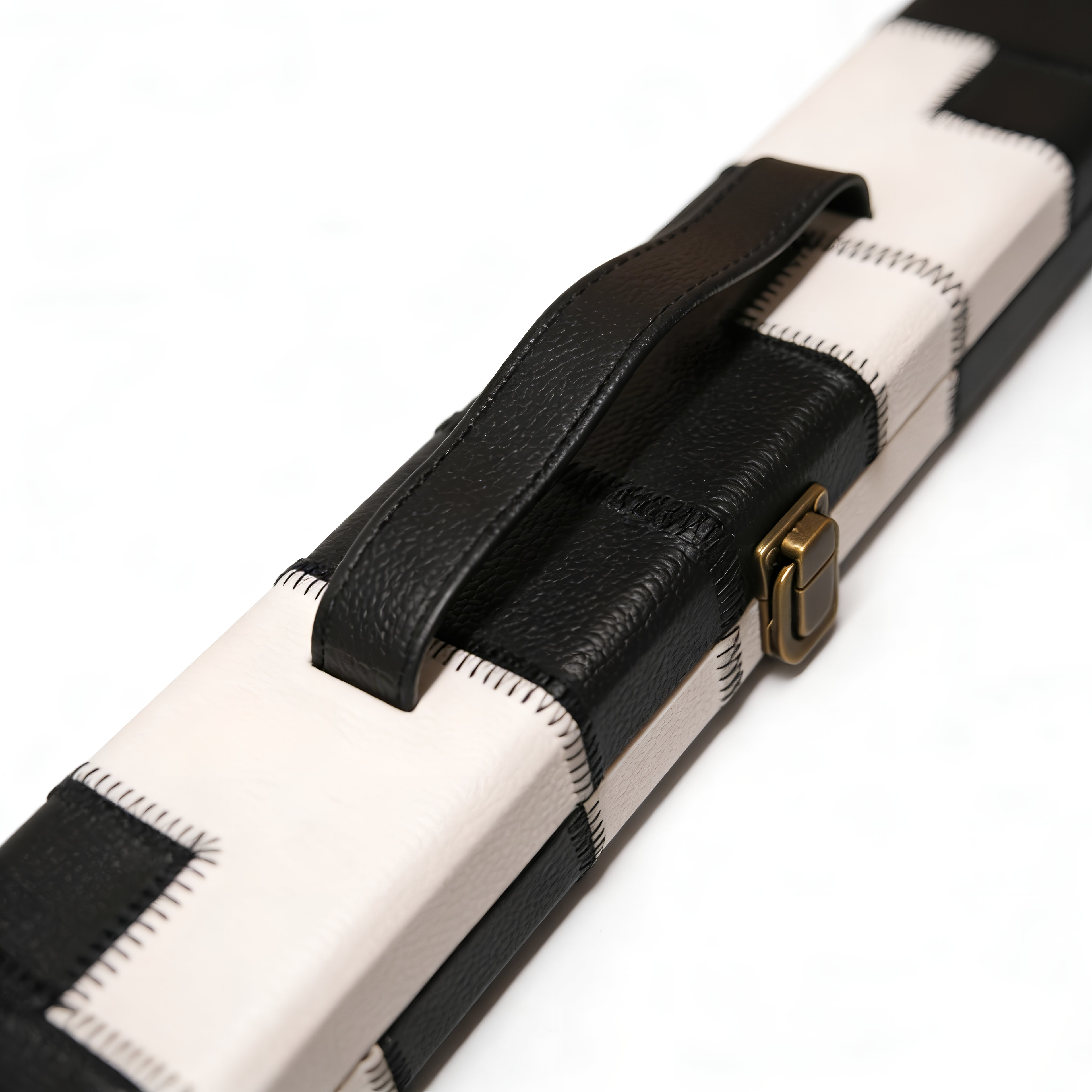 Leather 3/4 Cue Case – Black with White Patch