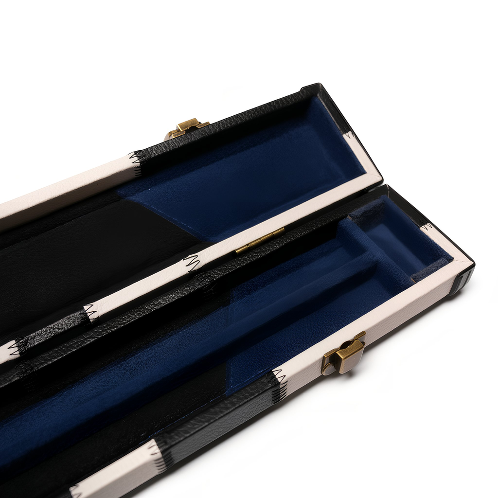 Leather 3/4 Cue Case – Black with White Patch